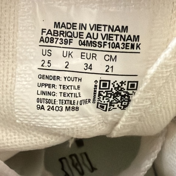 New Converse A07336F All Star Butterfly Hi Sneakers White Multi Kids Size 2.5 - Picture 13 of 16